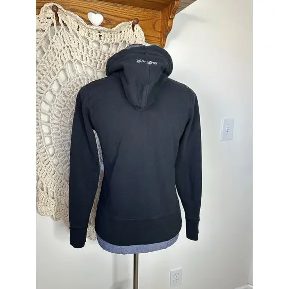 BCBGMAXAZRIA Vintage Y2K Black Cotton Snap Front Bling Hoodie Size Medium - Picture 6 of 6